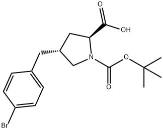 反-BOC-4-(4-溴苄基)-L-脯氨酸 结构式