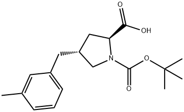 反-BOC-4-(3-甲基苄基)-L-脯氨酸 结构式