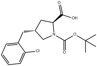 (2S,4R)-1-(反式-叔丁氧基羰基)-4-(2-氯苄基)吡咯-2-羧酸 结构式