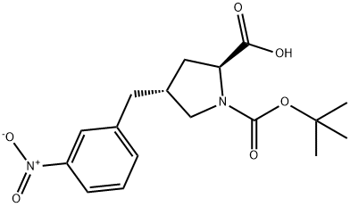 反-BOC-4-(3-硝基苄基)-L-脯氨酸 结构式