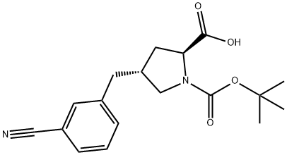 反式-N-BOC-4-(3-氰基苄)-L-脯氨酸 结构式