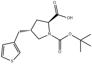 反-BOC-4-(噻吩-3-基甲基)-L-脯氨酸 结构式