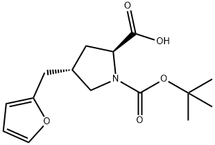 反-BOC-4-(2-呋喃甲基)-L-脯氨酸 结构式