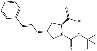 反-BOC-4-(苯丙烯基)-L-脯氨酸 结构式