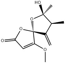 (5S,7R,8S)-7-羟基-4-甲氧基-7,8-二甲基-9-亚甲基-1,6-二氧杂螺[4.4]壬-3-烯-2-酮 结构式