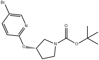 (S)-3-(5-溴-吡啶-2-氧基)-吡咯烷-1-羧酸叔丁酯 结构式
