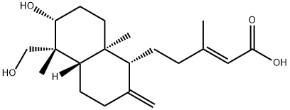 [1R-[1ALPHA(E),4ABETA,5BETA,6ALPHA,8AALPHA]]-5-[十氢-6-羟基-5-(羟基甲基)-5,8A-二甲基-2-亚甲基-1-萘基]-3-甲基-2-戊烯酸 结构式