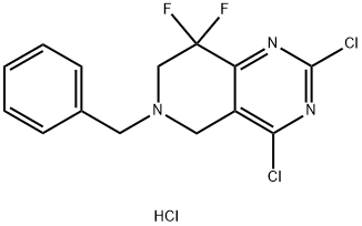 6-benzyl-2,4-dichloro-8,8-difluoro-5,6,7,8-tetrahydropyrido[4,3-d]pyriMidine HYDROCHLORIDE 结构式