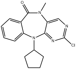 2-氯-11-环戊基-5-甲基-5H-苯并[E]嘧啶并[5,4-B] [1,4]二氮杂-6(11H)-酮 结构式