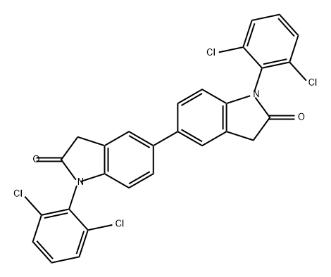 1,1'-Bis(2,6-dichlorophenyl)-[5,5'-biindoline]-2,2'-dione 结构式