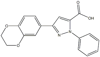 3-(2,3-Dihydro-1,4-benzodioxin-6-yl)-1-phenyl-1H-pyrazole-5-carboxylic acid 结构式