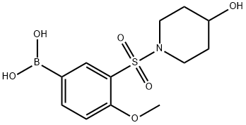 (3-((4-羟基哌啶-1-基)磺酰)-4-甲氧苯基)硼酸 结构式