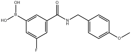 (3-氟-5-((4-甲氧苄基)氨基甲酰)苯基)硼酸 结构式