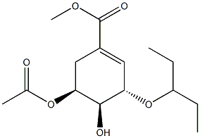 (3S,4S,5S)-Methyl 5-Acetoxy-4-hydroxy-3-(pentan-3-yloxy)cyclohex-1-enecarboxylate 结构式