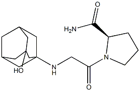 (R)-1-[2-(3-羟基-1-金刚烷胺基)-乙酰基]-2-甲酰胺基吡咯 结构式