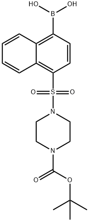 (4-((4-(叔-丁氧基羰基)哌嗪-1-基)磺酰)萘-1-基)硼酸 结构式