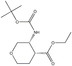 順式-3-N-BOC-氨基四氢-2H-吡喃-4-甲酸乙酯 结构式