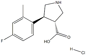 (+/-)-trans-4-(4-fluoro-2-Methyl-phenyl)-pyrrolidine-3-carboxylic acid-HCl 结构式