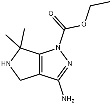 3-氨基-6,6-二甲基-5,6-二氢吡咯并[3,4-C]吡唑-1(4H)-羧酸乙酯 结构式