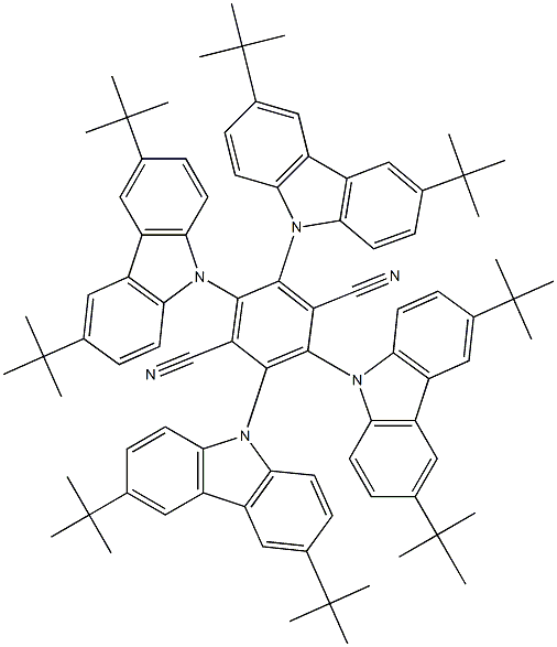2,3,5,6-四(3,6-二叔丁基-9-咔唑基)-对苯二腈 结构式