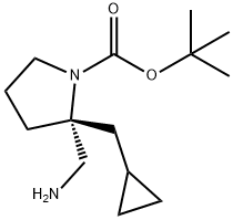 tert-butyl (2R)-2-(aMinoMethyl)-2-(cyclopropylMethyl)pyrrolidine-1-carboxylate 结构式