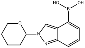 2-(tetrahydro-2H-pyran-2-yl)-2H-indazol-4-ylboronic acid 结构式