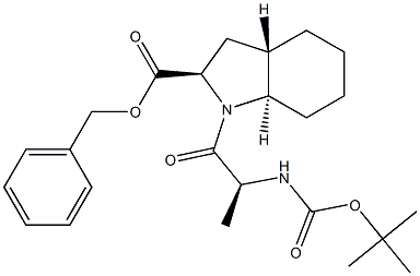 (2R,3aS,7aR)-1-[(2S)-2-[tert-ButyloxycarbonylaMino]-1-oxopropyl]octahydro-1H-indole-2-carboxylic Acid Benzyl Ester 结构式