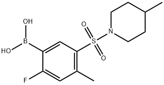 (2-氟-4-甲基-5-((4-甲基哌啶-1-基)磺酰)苯基)硼酸 结构式