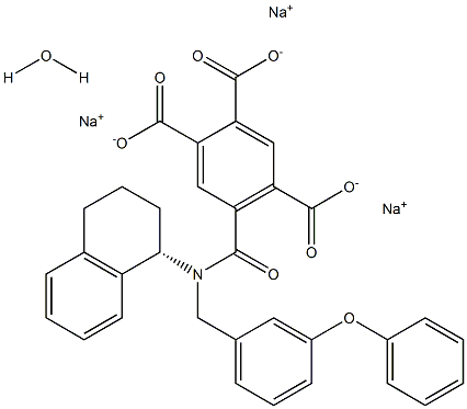 (S)-5-((3-phenoxybenzyl)(1,2,3,4-tetrahydronaphthalen-1-yl)carbaMoyl)benzene-1,2,4-tricarboxylic acid, sodiuM salt hydrate 结构式