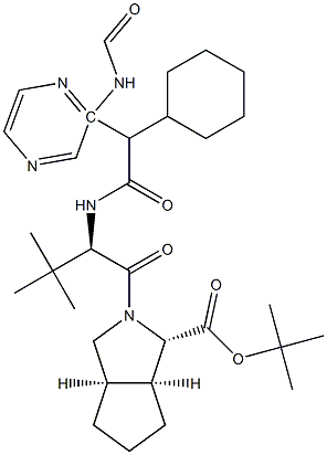 (1S,3AR,6AS)-2-((R)-2-((R)-2-环己基-2-(吡嗪-2-甲酰胺基)乙酰氨基)-3,3-二甲基丁酰基)八氢环戊二烯并[C]吡咯-1-羧酸叔丁酯 结构式
