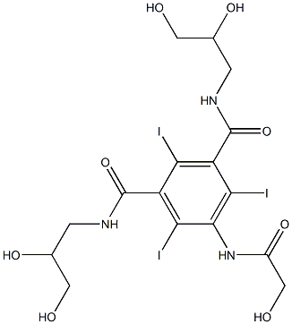 5-(羟基乙酰氨基)-N,N'-双(2,3-二羟基丙基)-2,4,6-三碘-1,3-苯二甲酰胺 结构式