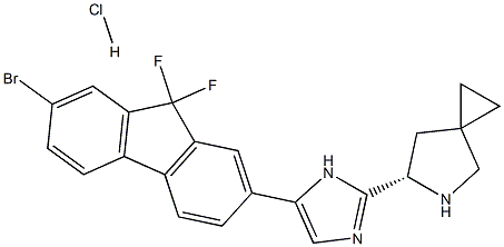 (S)-6-(5-(7-溴-9,9-二氟-9H-芴-2-基)-1H-咪唑-2-基)-5-氮杂螺[2.4]庚烷盐酸盐 结构式