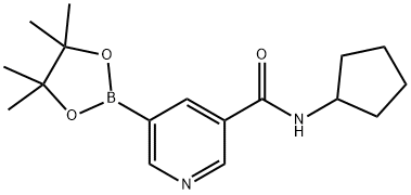 N-环戊基-5-(4,4,5,5-四甲基-1,3,2-二氧杂环戊硼烷-2-基)烟酰胺 结构式