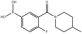 4-氟-3-(4-甲基哌啶-1-羰基)-苯基硼酸 结构式