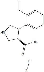 (+/-)-trans-4-(2-ethyl-phenyl)-pyrrolidine-3-carboxylic acid-HCl 结构式