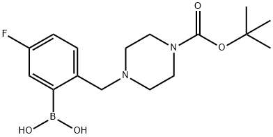 (2-((4-(叔-丁氧基羰基)哌嗪-1-基)甲基)-5-氟苯基)硼酸 结构式