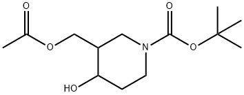 3-(乙酰氧基甲基)-4-羟基哌啶-1-羧酸叔丁酯 结构式