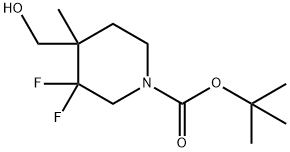 3,3-二氟-4-(羟甲基)-4-甲基哌啶-1-羧酸叔丁酯 结构式