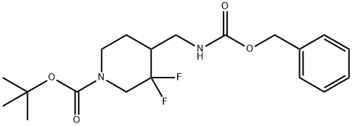 4-((((苄氧基)羰基)氨基)甲基)-3,3-二氟哌啶-1-羧酸叔丁酯 结构式