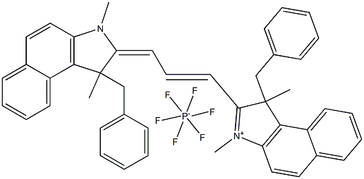 1-benzyl-2-((1E,3E)-3-(1-benzyl-1,3-diMethyl-1H-benzo[e]indol-2(3H)-ylidene)prop-1-en-1-yl)-1,3-diMethyl-1H-benzo[e]indol-3-iuM hexafluorophosphate(V) 结构式