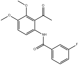 N-(2-乙酰基-3,4-二甲氧基苯基)-3-氟苯甲酰胺 结构式