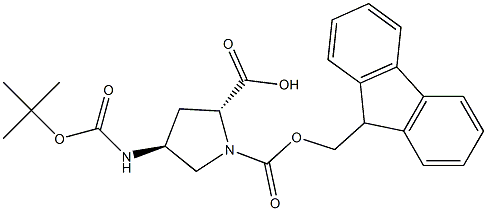 (2R,4S)-1-(((9H-Fluoren-9-yl)Methoxy)carbonyl)-4-((tert-butoxycarbonyl)aMino)pyrrolidine-2-carboxylic acid 结构式