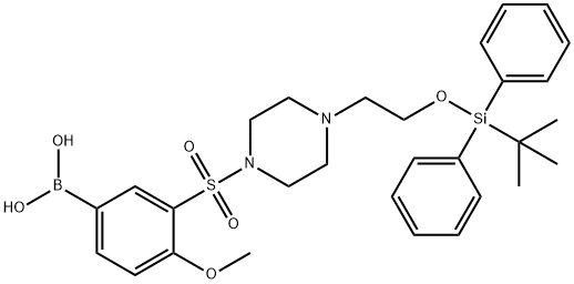(3-((4-(2-((叔-丁基二苯基甲硅烷基)氧代)乙基)哌嗪-1-基)磺酰)-4-甲氧苯基)硼酸 结构式