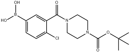 (3-(4-(叔-丁氧基羰基)哌嗪-1-羰基)-4-氯苯基)硼酸 结构式