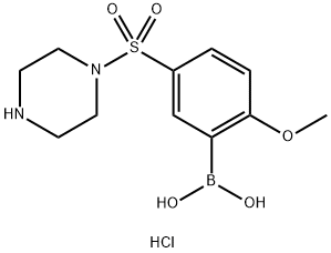 (2-甲氧基-5-(哌嗪-1-基磺酰)苯基)硼酸盐酸盐 结构式