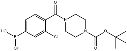 (4-(4-(叔-丁氧基羰基)哌嗪-1-羰基)-3-氯苯基)硼酸 结构式