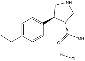 (+/-)-trans-4-(4-ethyl-phenyl)-pyrrolidine-3-carboxylic acid-HCl 结构式