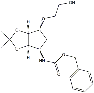 ((3AR,4S,6R,6AS)-6-(2-羟基乙氧基)-2,2-二甲基四氢-3HH-环戊二烯并[D] [1,3]二氧杂环戊烯-4-基)氨基甲酸苄酯 结构式