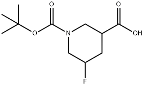 1-(BOC)-5-氟哌啶-3-甲酸 结构式