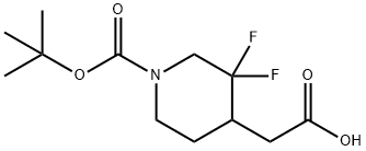 2-(1-(tert-butoxycarbonyl)-3,3-difluoropiperidin-4-yl)acetic acid 结构式